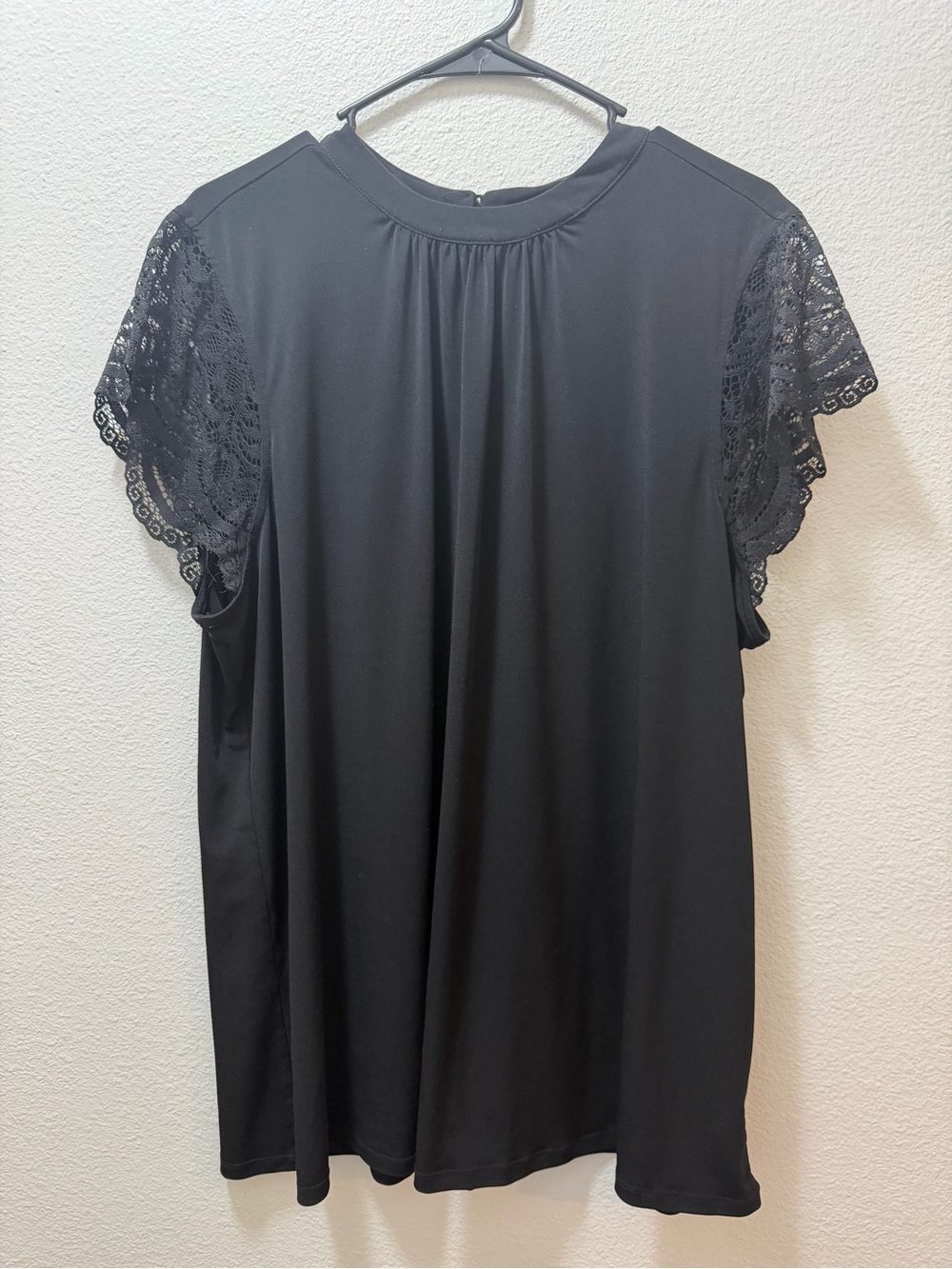 torrid Black Lace-Sleeve Round Neck Blouse